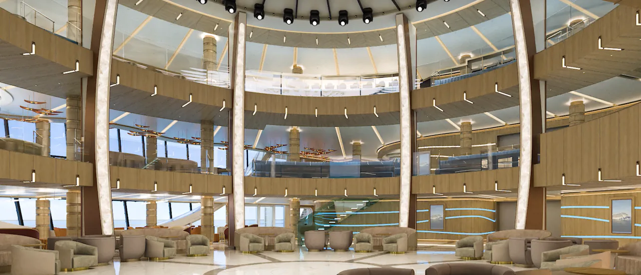 The heartbeat of the ship, the Piazza is inspired by the town squares of Europe