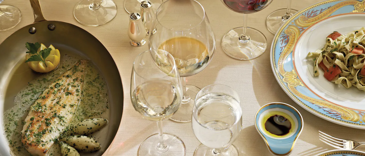 Restaurant Toscana celebrates the passion of Italian cooking, served on specially designed Versace porcelain.