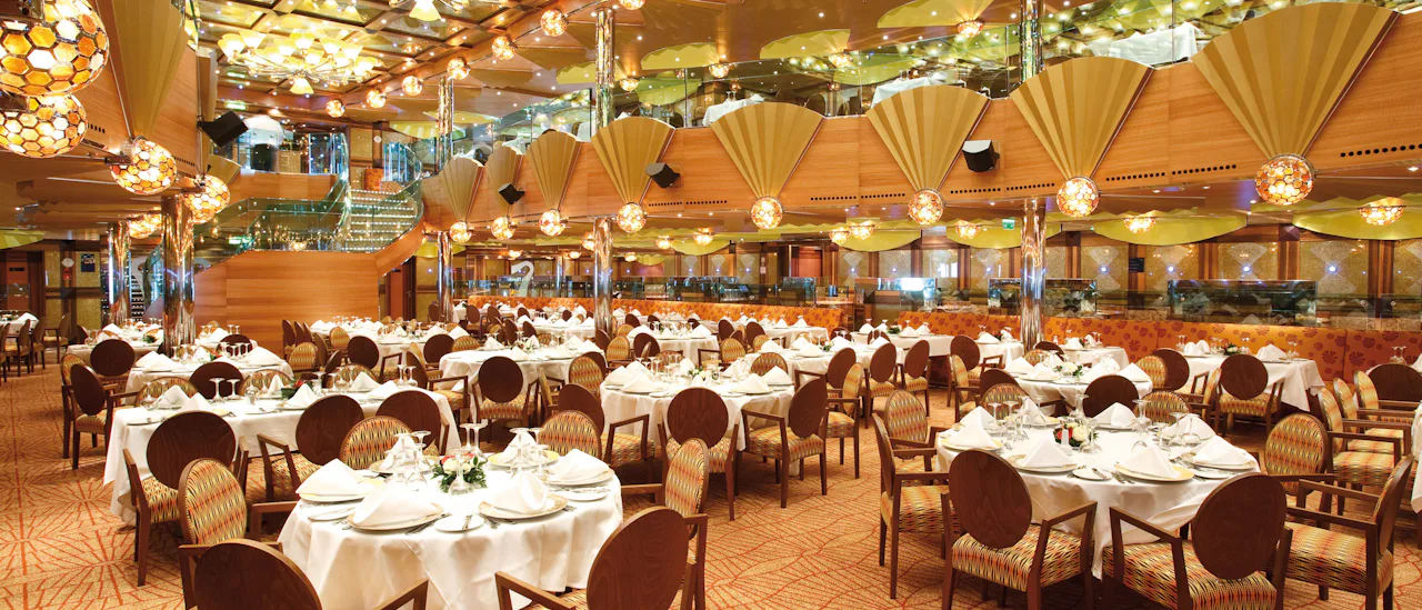 The main dining room and buffet restaurant are complimentary.