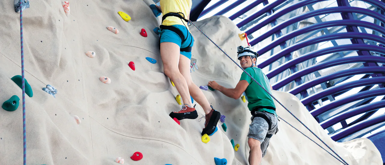 Challenge the rock climbing wall