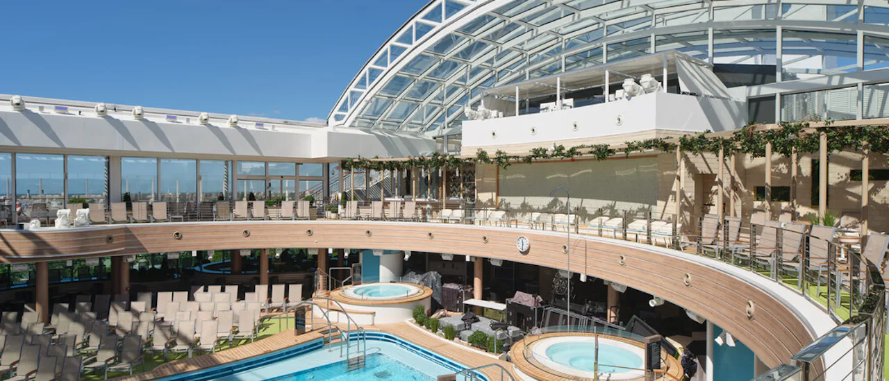 By day the SkyDome is a relaxed pool environment with dining and entertainment