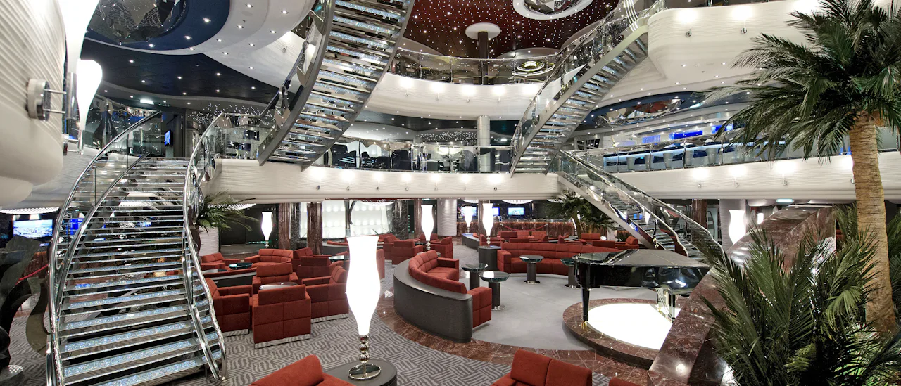 One of the atrium staircases has steps made of real Swarovski Crystals