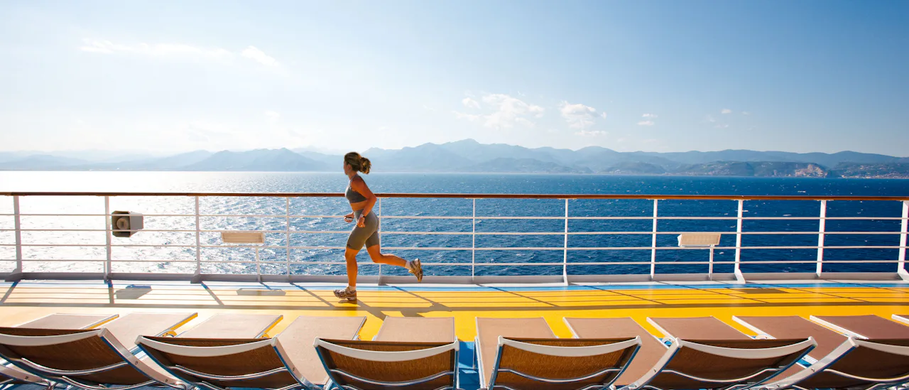 Run through warm breezes on the pool deck
