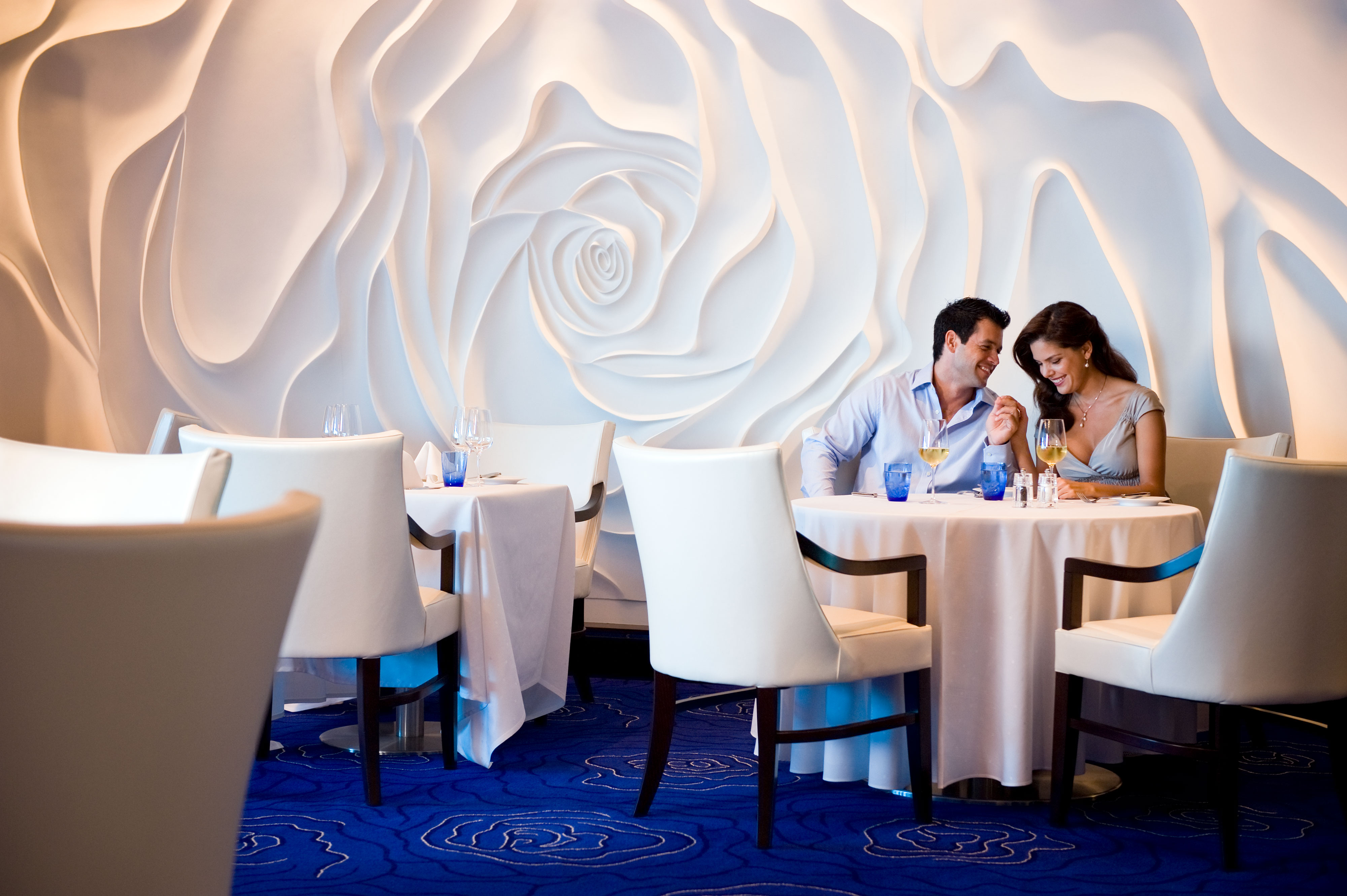 Restaurant Blu is exclusively for Aquaclass cabin guests. Blu serves healthy gourmet food
