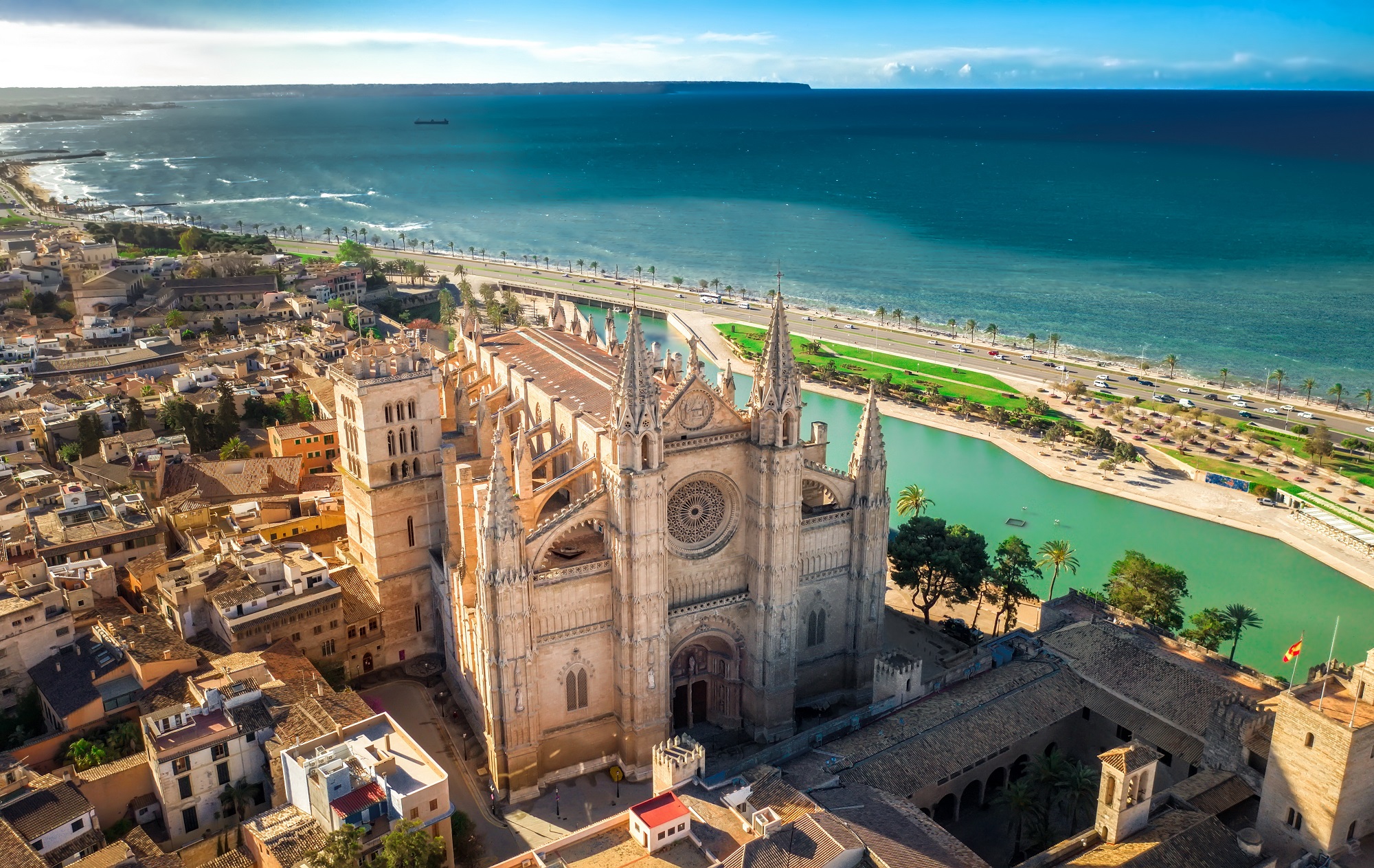 Palma de Mallorca Cathedral aerial view