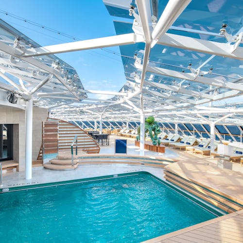 View of the pool and deck on MSC Grandiosa