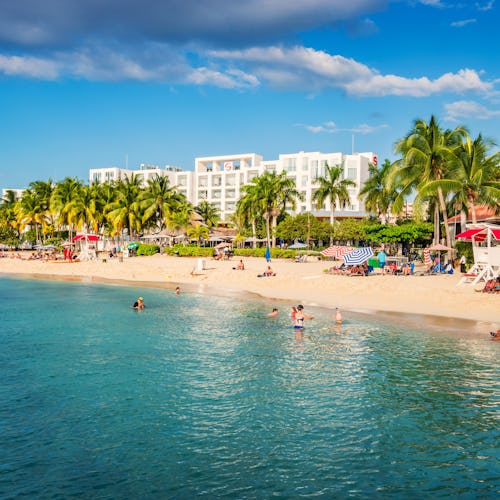 View of a beach in the Caribbean