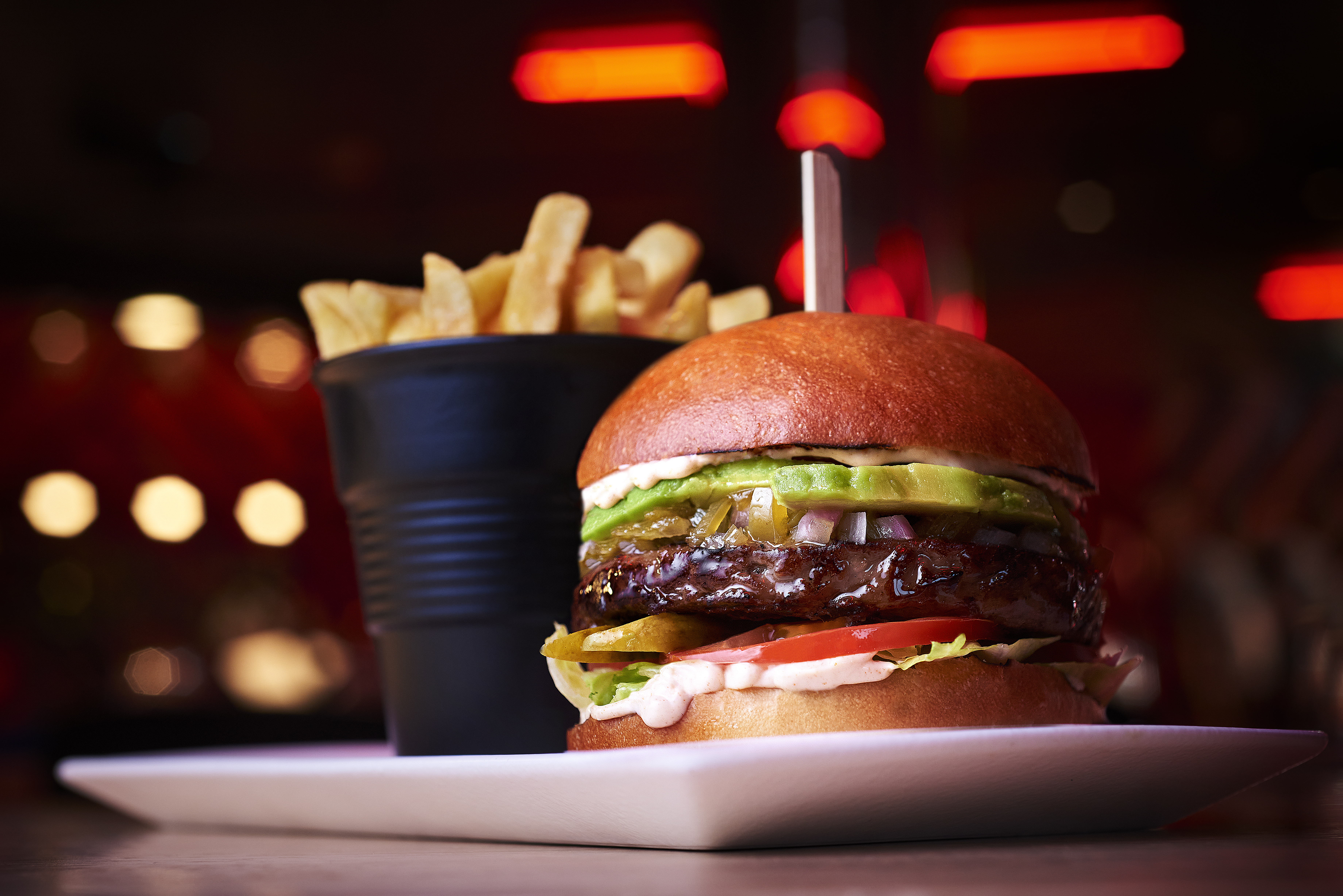 A burger served at Razzle Dazzle