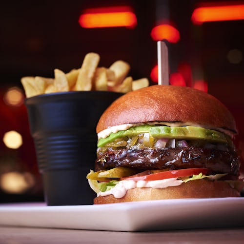 A burger served at Razzle Dazzle