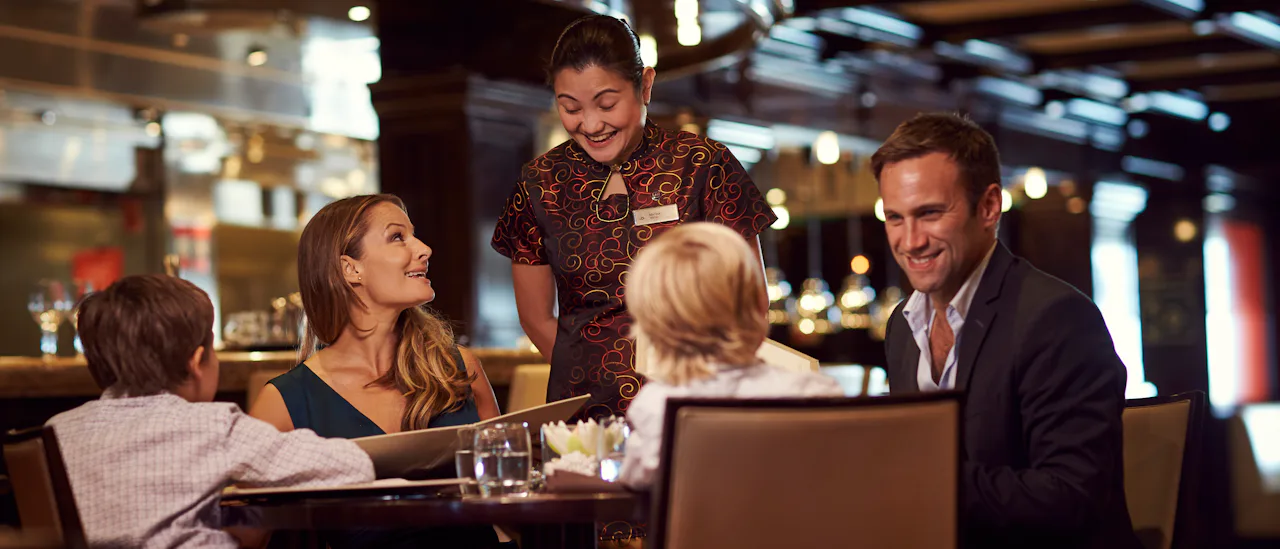 Family dining on a P&O Cruises ship