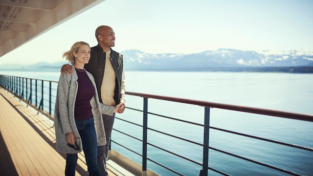 Couple onboard a Cunard cruise ship