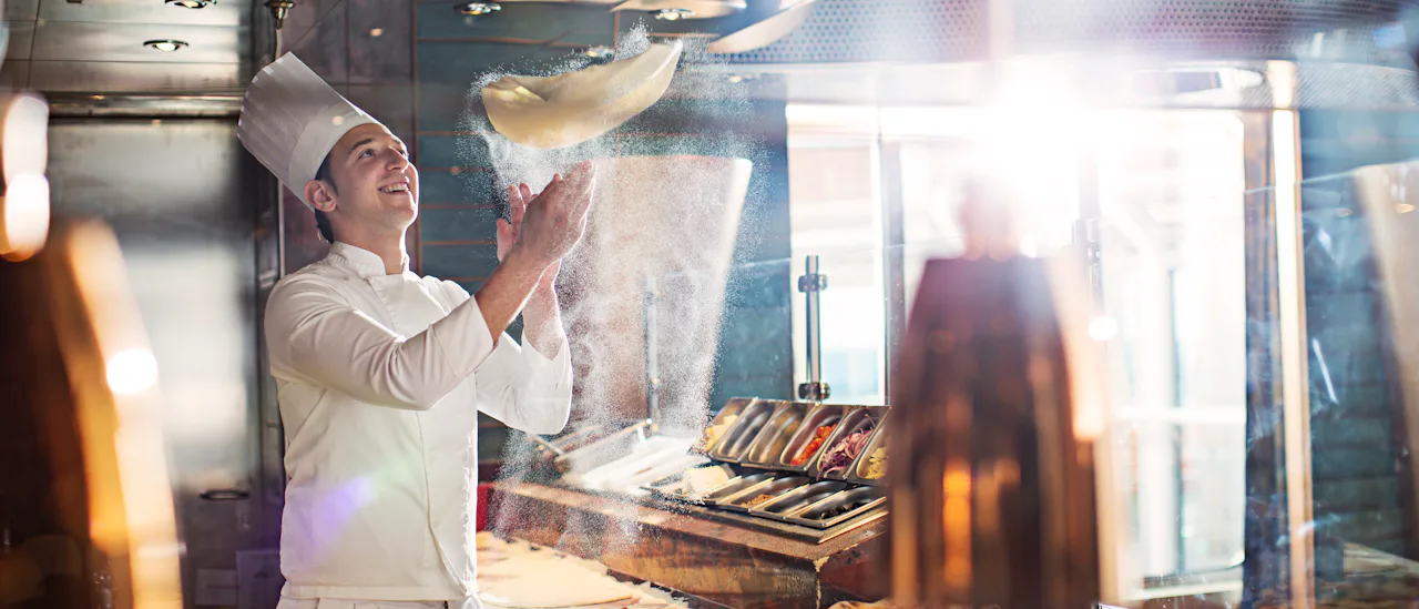 Pizza making onboard a Costa Cruise