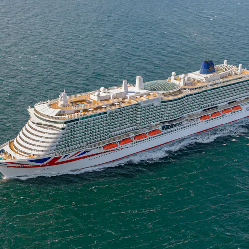 Exterior view of Arvia at sea