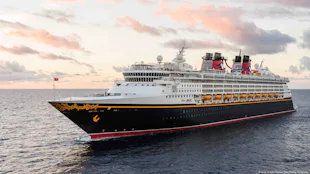 Disney Magic at sea aerial view
