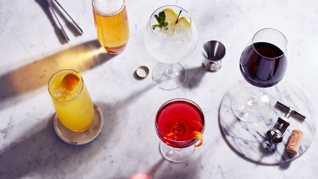 P&O Cruises selection of drinks on a surface