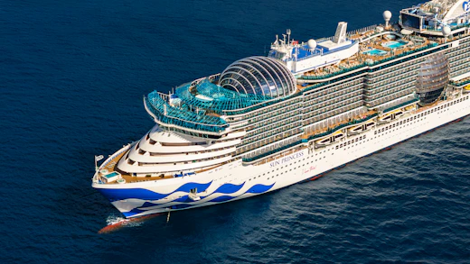 Sun Princess sailing at sea in Santorini, Greece