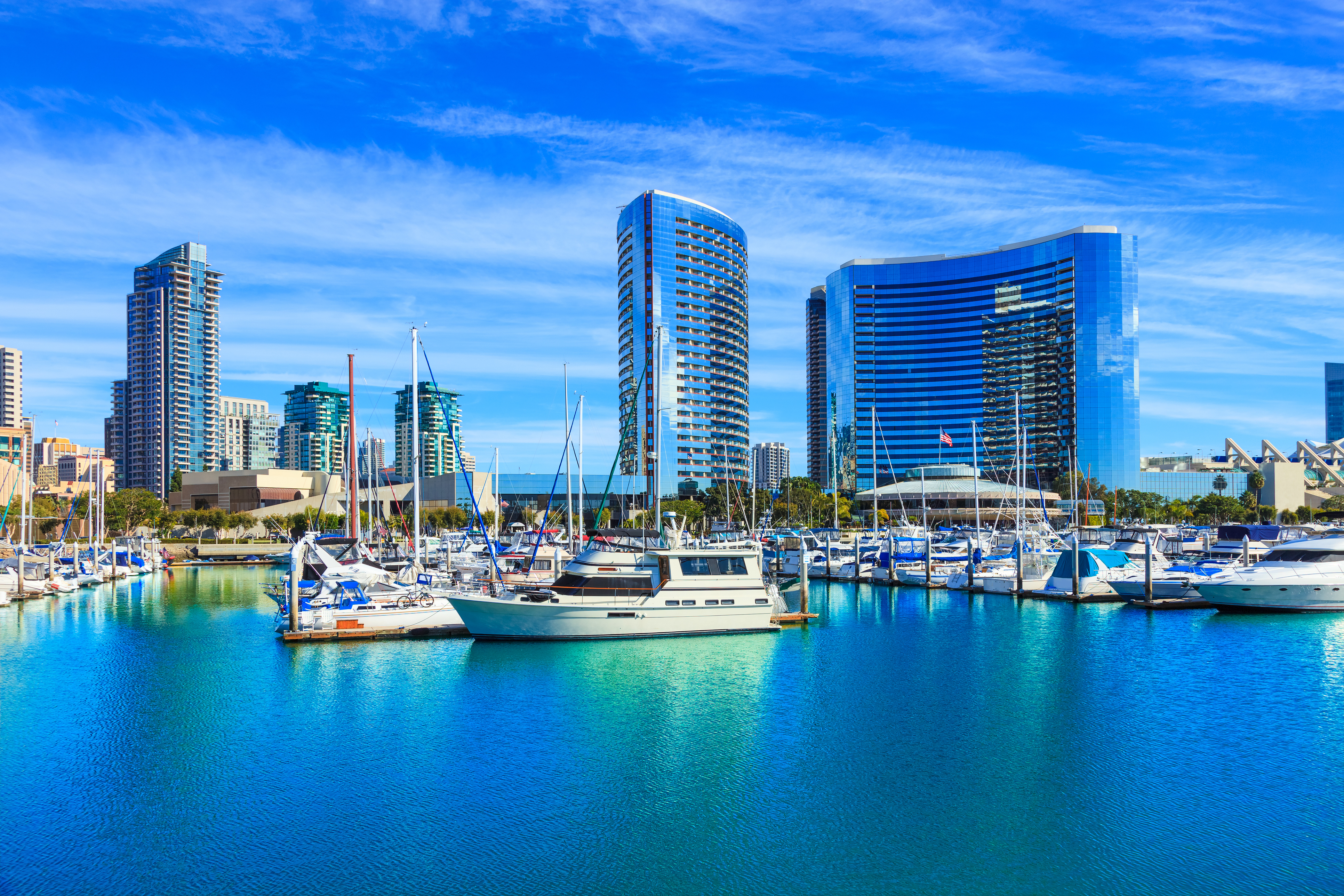 View of boats in San Diego